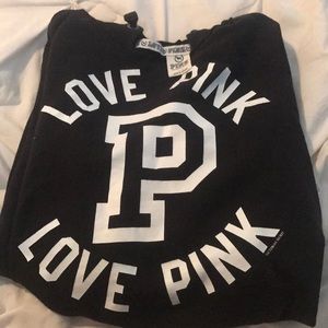 Long sleeve black Victoria Secret Pink crop hoodie